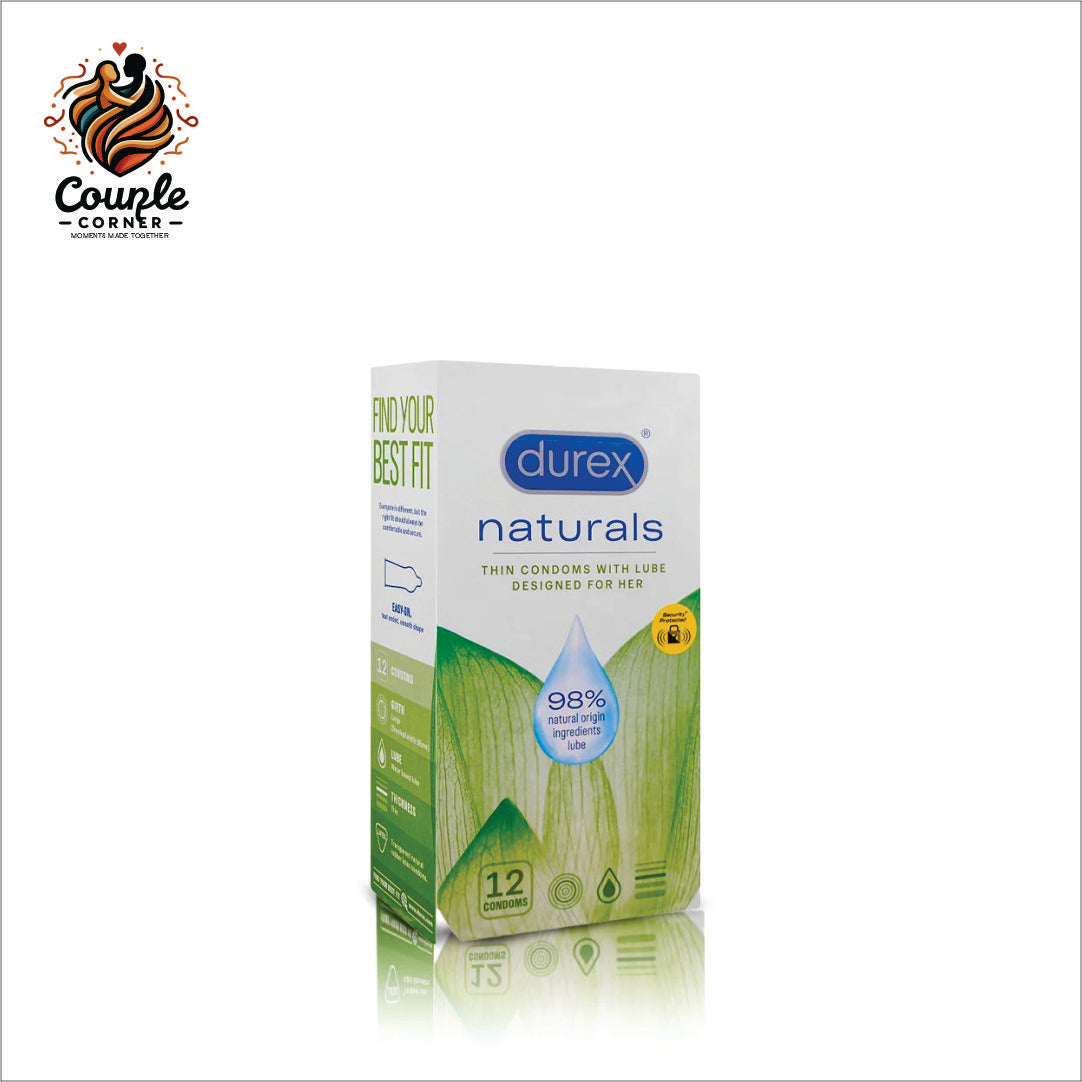Durex Naturals Thin Condoms With Lube Designed For Her, 12-Pack
